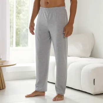 Pánské kalhoty Jednobarevné pyžamové dlouhé kalhoty šedý melír 72/74