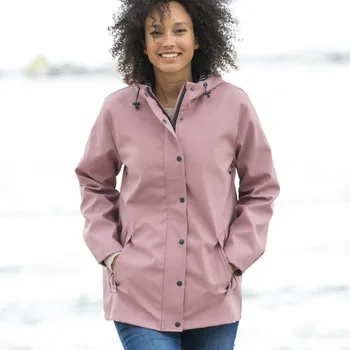 Dámský kabát Nepromokavá bunda s kapucí šedorůžová 38