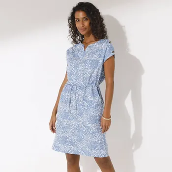 Dámské šaty Šaty s potiskem a knoflíky na ramenou levandulová/režná 40