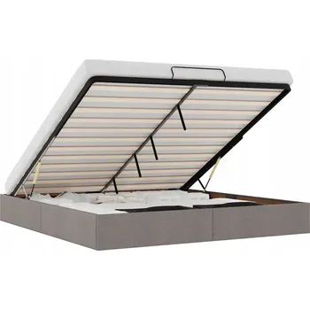 Postel Rám postele s úložným prostorem (otomana) taupe 203 x 160 x 23,5 cm se zvedacím mechanismem
