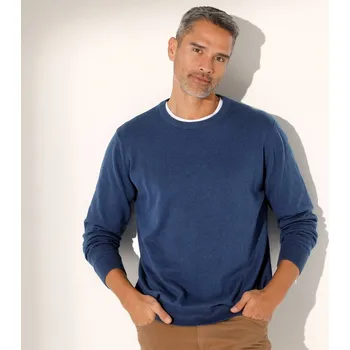 Pánský svetr Pulovr s kulatým výstřihem a dlouhými rukávy modrý melír 107/116