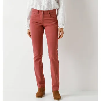 Dámské kalhoty Tvarující rovné kalhoty s 5 kapsami terakota 48