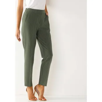 Dámská zimní obuv Pruhované cigaretové kalhoty ke kotníkům khaki 46
