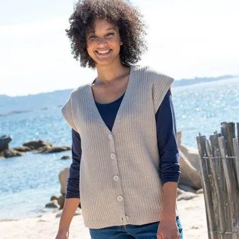 Dámská vesta Vesta na knoflíky béžový melír 38/40