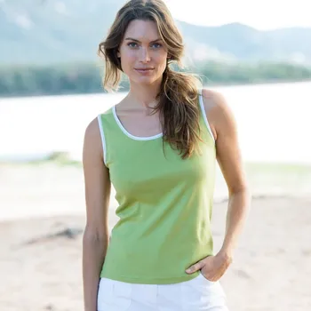 Dámské tričko Top se širokými ramínky a kontrastním lemováním lipová 34/36