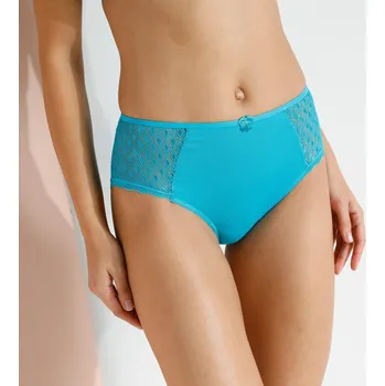 Kalhotky Sada 2 jednobarevných kalhotek maxi z bavlny a krajky Coria modrá 50/52