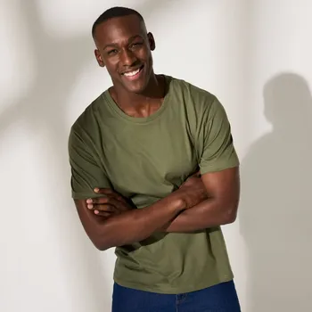 Tričko s kulatým výstřihem a krátkými rukávy khaki 77/86