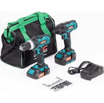 NAC Sada AKU šroubovák + AKU rázový utahovák CDB-ID-20V (2 × 2 Ah)