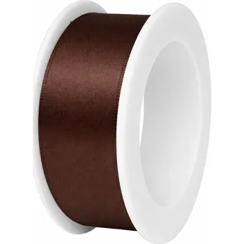 Stuha Stuha saténová čokoládově hnědá 25mm x 3m (7,-Kč/m) (Jednobarevná saténová stuha, barva čokoládově hnědá, oboustranný satén)
