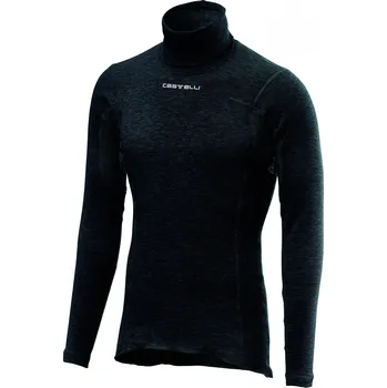 cyklistický dres spodní triko s dlouhým rukávem Castelli Flanders Warm Neck Black L