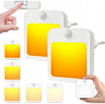 Noční světlo 2x NOČNÍ LAMPA DO ZÁSUVKY LED SE SENZOREM POHYBU A SOUMRAKU