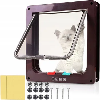 Obraz KYVNÉ DVEŘE PRO KOČKY PSA OBOUSTRANNÉ S KLAPKOU 4 REŽIMY 4WAY L + ŠABLONA