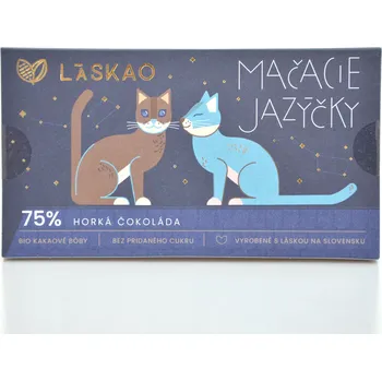 Čokoláda Čokoláda hořká 75% - Kočičí jazýčky bez přidaného cukru - LÁSKAO 80g