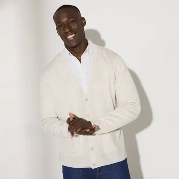 Pánský svetr Propínací svetr světle šedý melír 77/86