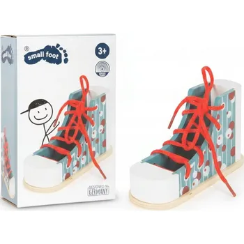 Dřevěná hračka BUT OBUWIE DO SZNUROWANIA DREWNIANA HRAČKA UČENÍ VÁZÁNÍ BOT HRAČKA 3+