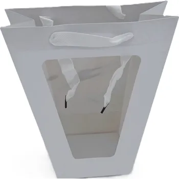 Taška dárková s okýnkem bílá - 20 x 10 x 10 cm, sada 12 ks