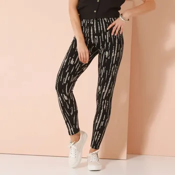 Dámské legíny Legíny s pružným pasem a potiskem černá/béžová 42/44