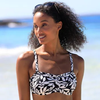 Dámské plavky Plavková pásová podprsenka s kosticemi Linao černá/režná 70