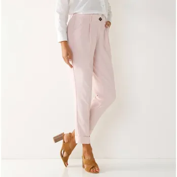 Dámské kalhoty Úzké splývavé 7/8 kalhoty růžová pudrová 52