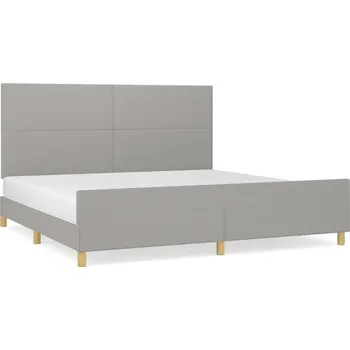 Postel Rám postele s čelem, světle šedá, 203 x 206 x 118/128 cm