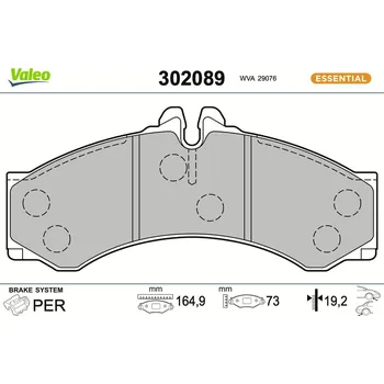 Brzdová destička Sada brzdových destiček, kotoučová brzda VALEO 302089