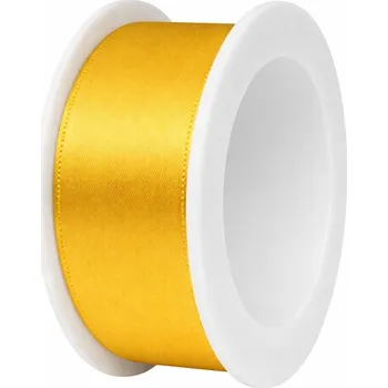 Stuha Stuha saténová zlatá 25mm x 3m (7,-Kč/m) (Jednobarevná saténová stuha, barva zlatá, oboustranný satén)