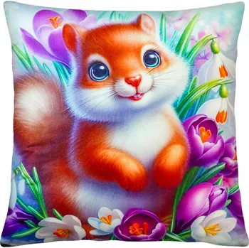 Polštář Dekorační polštář s motivem - VEVERKA 40x40 cm Mybesthome Varianta: Povlak na polštář s prošívanou výplní, 40x40 cm