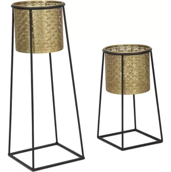 Stojan na květiny Sada 2 ks květinových stojanů Couple Cup černo-zlatá