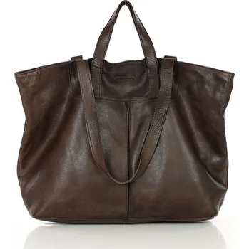 Marco Mazzini Dámská kožená shopper bag kabelka Mazzini MM56 tmavě hnědá