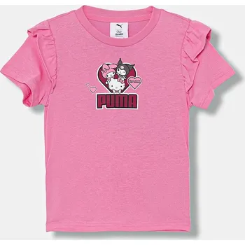 Dětské bavlněné tričko Puma PUMA X HELLO KITTY & FRIENDS Ruffle Tee 632386 růžová 30X, vel. 104