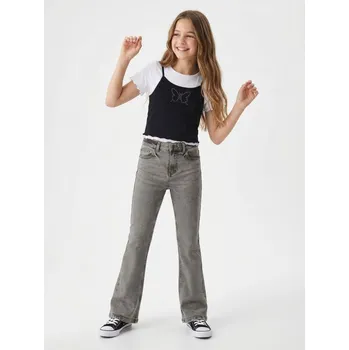 Dívčí džíny Sinsay - Džíny s rozšířenými nohavicemi s opraným efektem - šedá - 797HB-09J - 797HB-09J-152