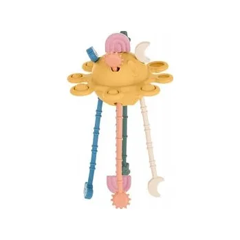 Hračka pro nejmenší PETITE&MARS Silikonová senzorická hračka Crazy planet Intense Ochre 10m+