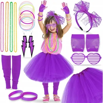 Karnevalový kostým KOSTÝM DISCO ŠATY OUTFIT 80. A 90. LÉTA, RETRO SUKNĚ 8v1