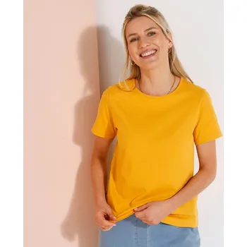 Jednobarevné tričko s krátkými rukávy medová 50