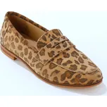 Kožené mokasíny s leopardím potiskem béžová 37