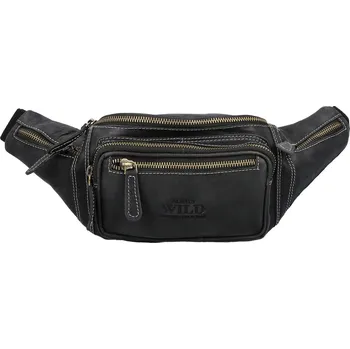 Módní doplněk Stylová pánská kožená ledvinka Wild Tove, černá