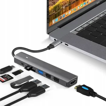USB hub USB-C Hub 7-portový s HDMI 4K, USB 3.0, SD, Power Delivery 100W