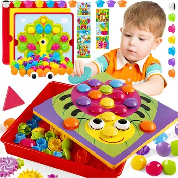 Hračka pro nejmenší Montessori Sada Knoflíků – Vzdělávací Hračka a Třídič Barev