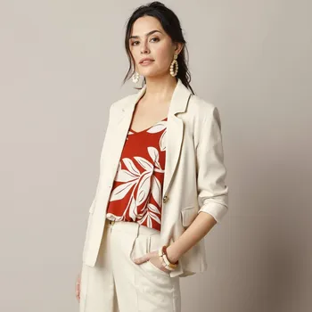 Dámské sako Sako blejzr s příměsí lnu přírodní 36