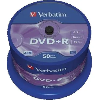 Optické médium DVD+R 4,7GB, 16x, AZO, Verbatim, 50-cake ,balení 50 ks Verbatim