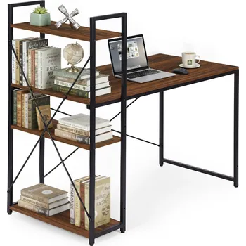 Psací stůl Pracovní stůl 120x60 cm se 3 policemi hnědý ModernHome