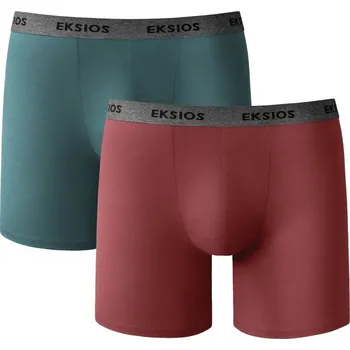 Boxerky Sada 2 dlouhých boxerek s pružným pasem tyrkysová+bordó 77/84