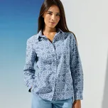 Košile ze šambré s potiskem modrá 40