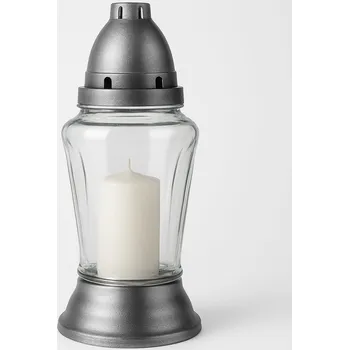 Svíčka Hřbitovní Svíčka svíčka Velký čtverec Stříbrná růže + vložka S44