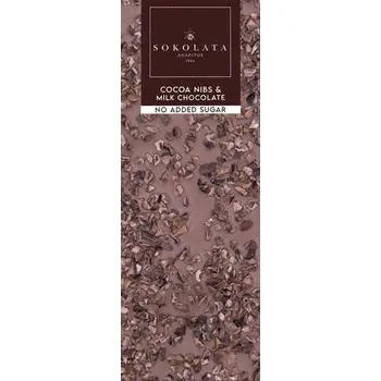 Čokoláda Mléčná čokoláda s kousky kakaa bez přidaného cukru 55g SOKOLATA AGAPITOS