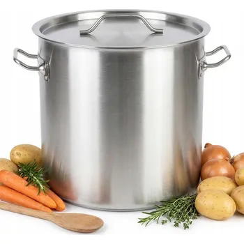 Hrnec HRNEC OCELOVÝ HRNEC 26L S KOVOVOU POKLICÍ NA VAŘENÍ STŘÍBRNÝ 32,5 CM