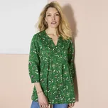 Tunika se sámky a potiskem květin zelená 38