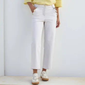 Dámské kalhoty Rovné 7/8 kalhoty s vysokým pasem režná 36