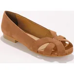 Kožené baleríny s otevřenou špičkou béžová 40