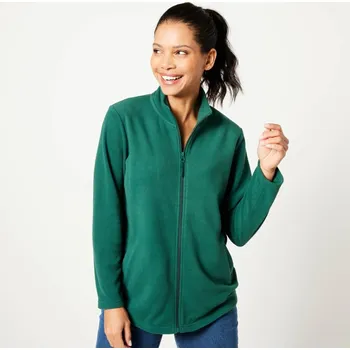 Dámská mikina Fleecová mikina na zip tmavě zelená 38/40